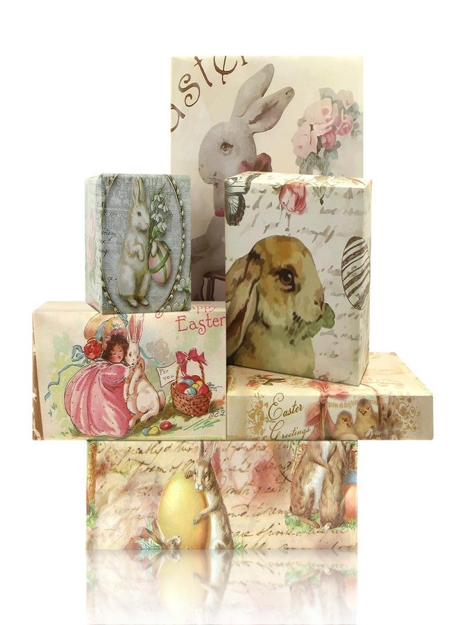 Geluode Easter Wrapping Paper, Vintage Easter Egg Rabbit Chick Gift Wrap Paper, Watercolor Bunny Gift Wrap 6 Sheets Folded Flat 28 x 20 Inch, for Kids Girls Boys Spring Easter Birthday Party - Image 1